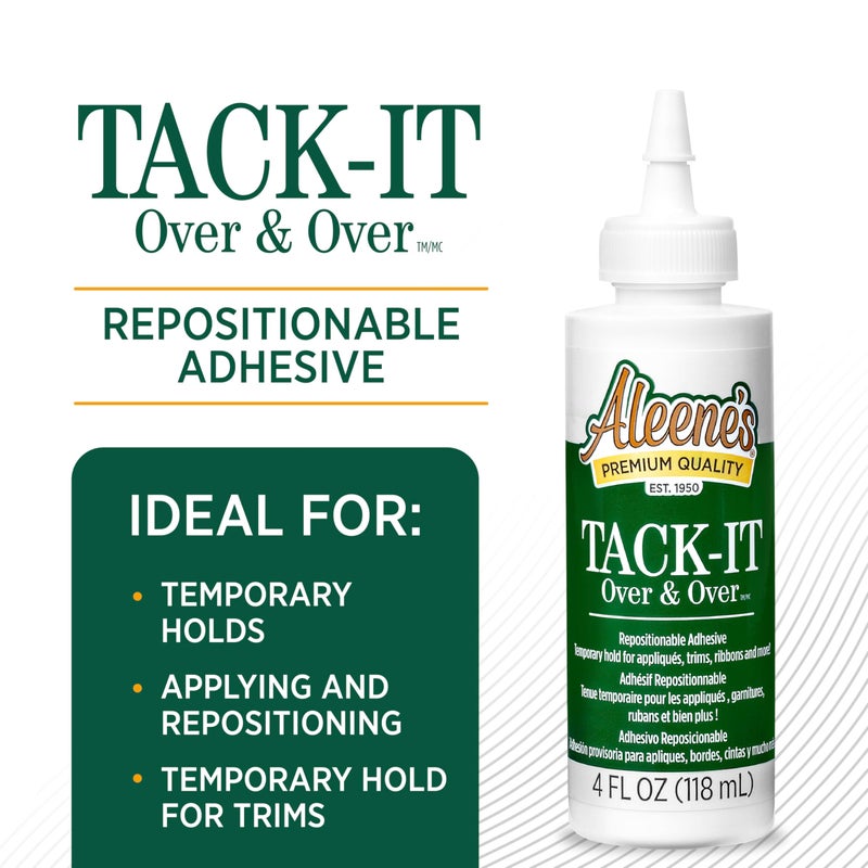 Aleene's Tack-It Over & Over Liquid Glue 4 fl oz, Repositionable and Removable Adhesive, Clear - Image 2